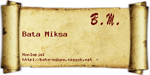 Bata Miksa névjegykártya